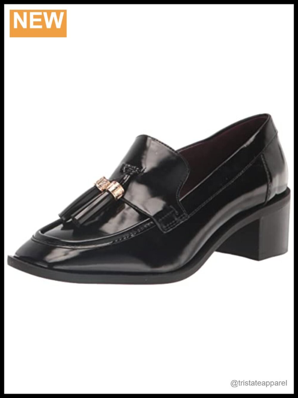 Faux Leather Tassel Heeled Loafers Round Toe Pull-On